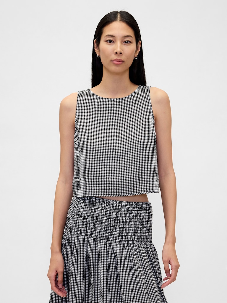 Cotton Gauze Crop Shell Top