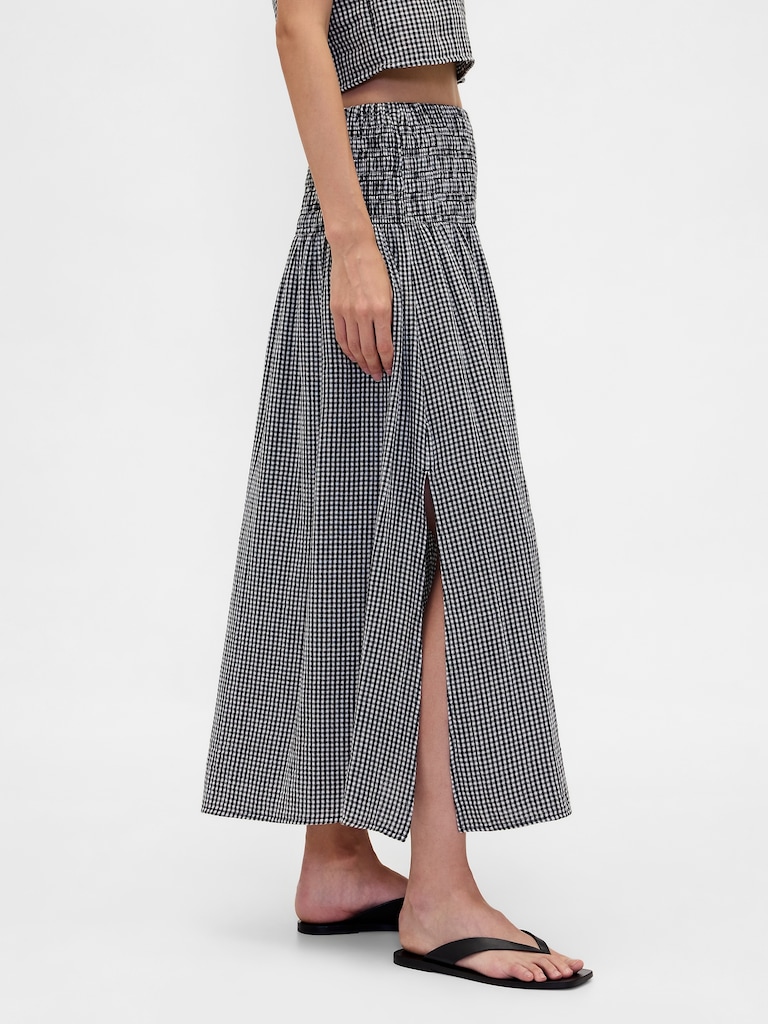 Cotton Gauze Smocked-Waist Maxi Skirt