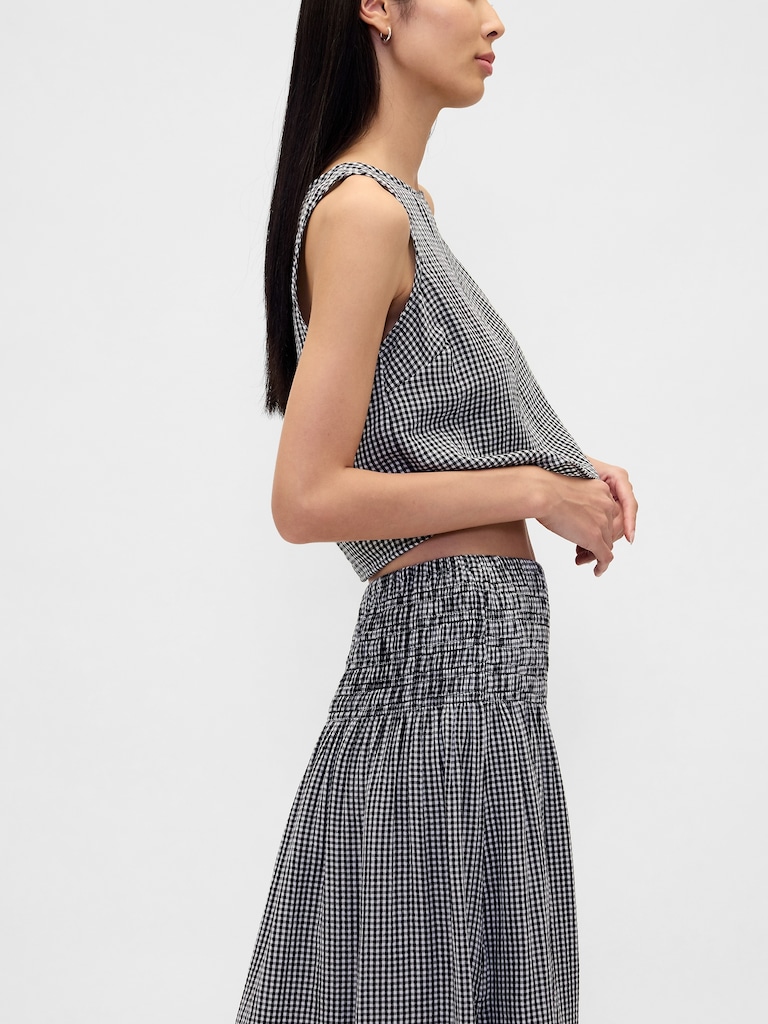 Cotton Gauze Smocked-Waist Maxi Skirt