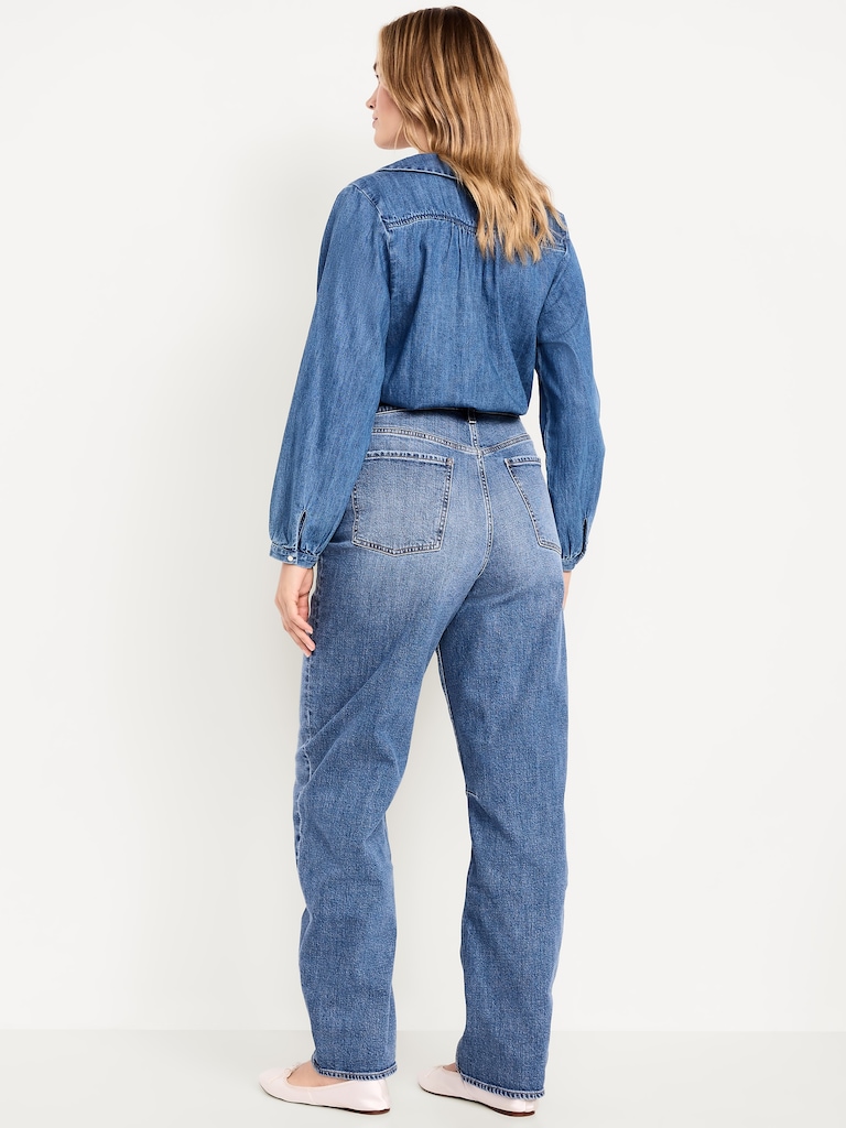 High-Waisted Barrel Full Length Jeans