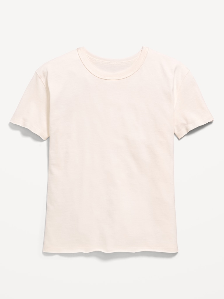 Oversized Short-Sleeve Raw-Edge T-Shirt for Girls