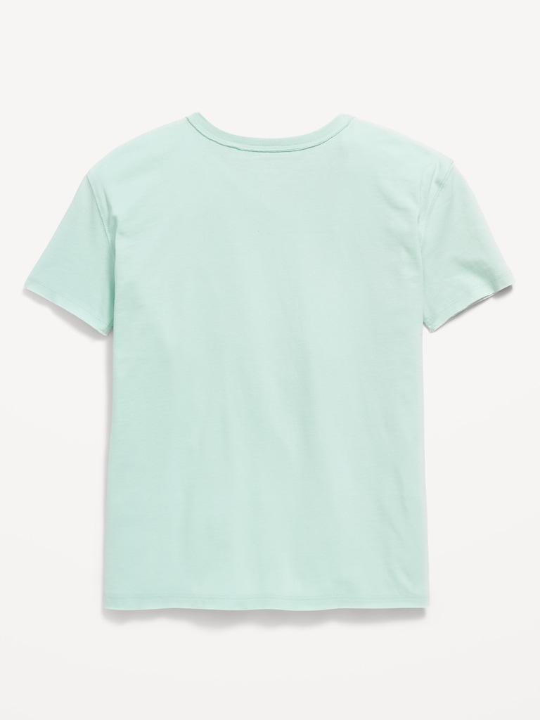 Oversized Short-Sleeve Raw-Edge T-Shirt for Girls