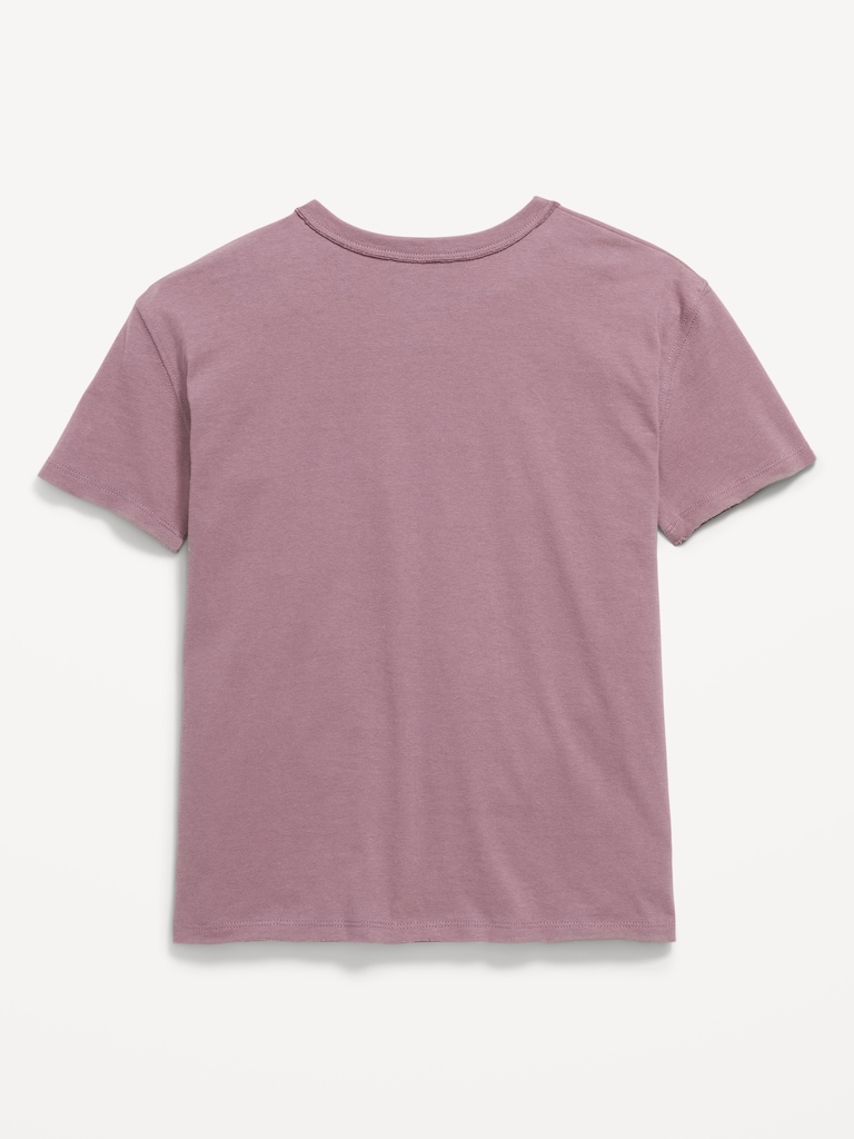 Oversized Short-Sleeve Raw-Edge T-Shirt for Girls