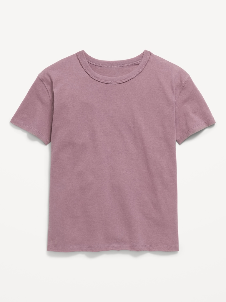 Oversized Short-Sleeve Raw-Edge T-Shirt for Girls
