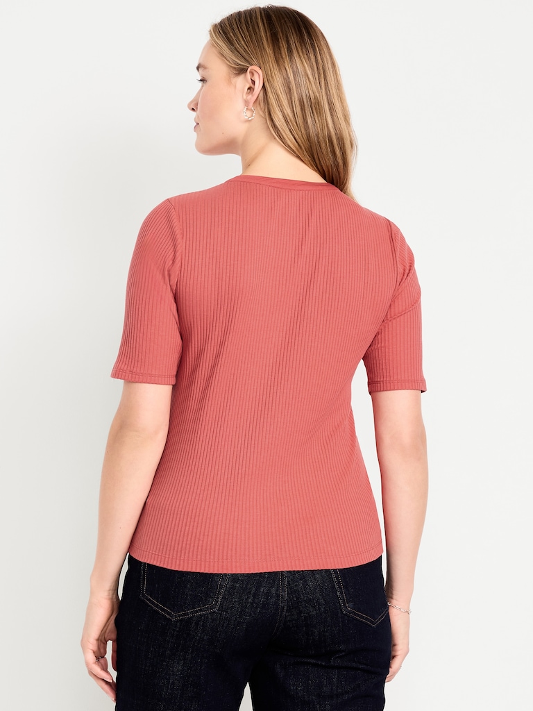 Short Sleeve Lace-Front Top