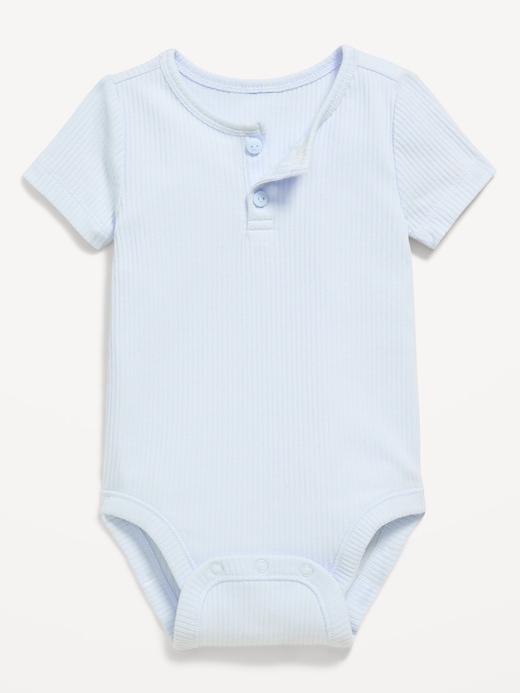 Short Short-Sleeve Henley Ribbed Bodysuit for Baby on clearance at Old Navy — 50% off