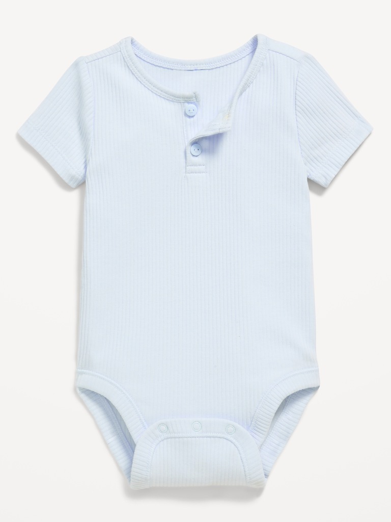 Short-Sleeve Henley Ribbed Bodysuit for Baby