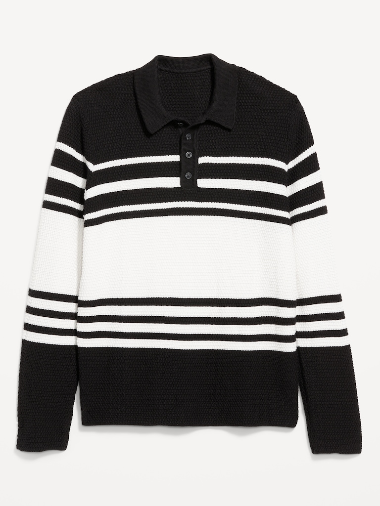 Long-Sleeve Collar Polo Sweater
