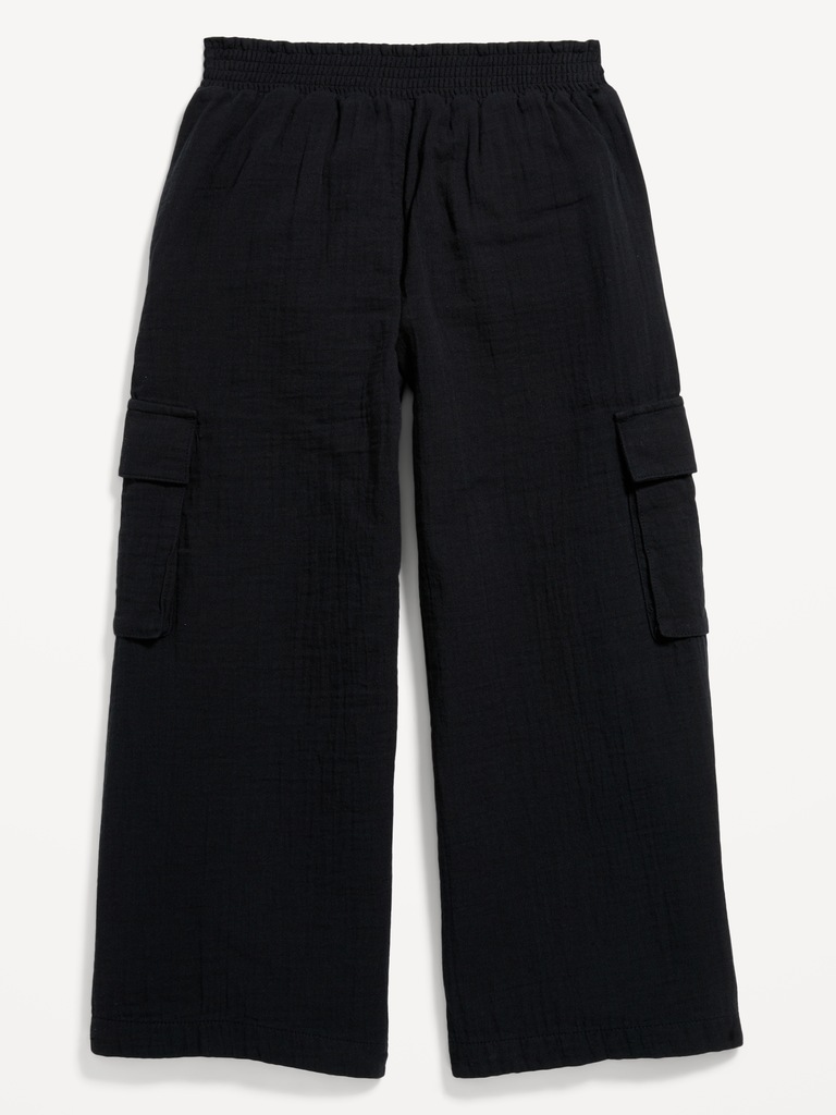 Double-Weave Wide-Leg Cargo Pants for Girls