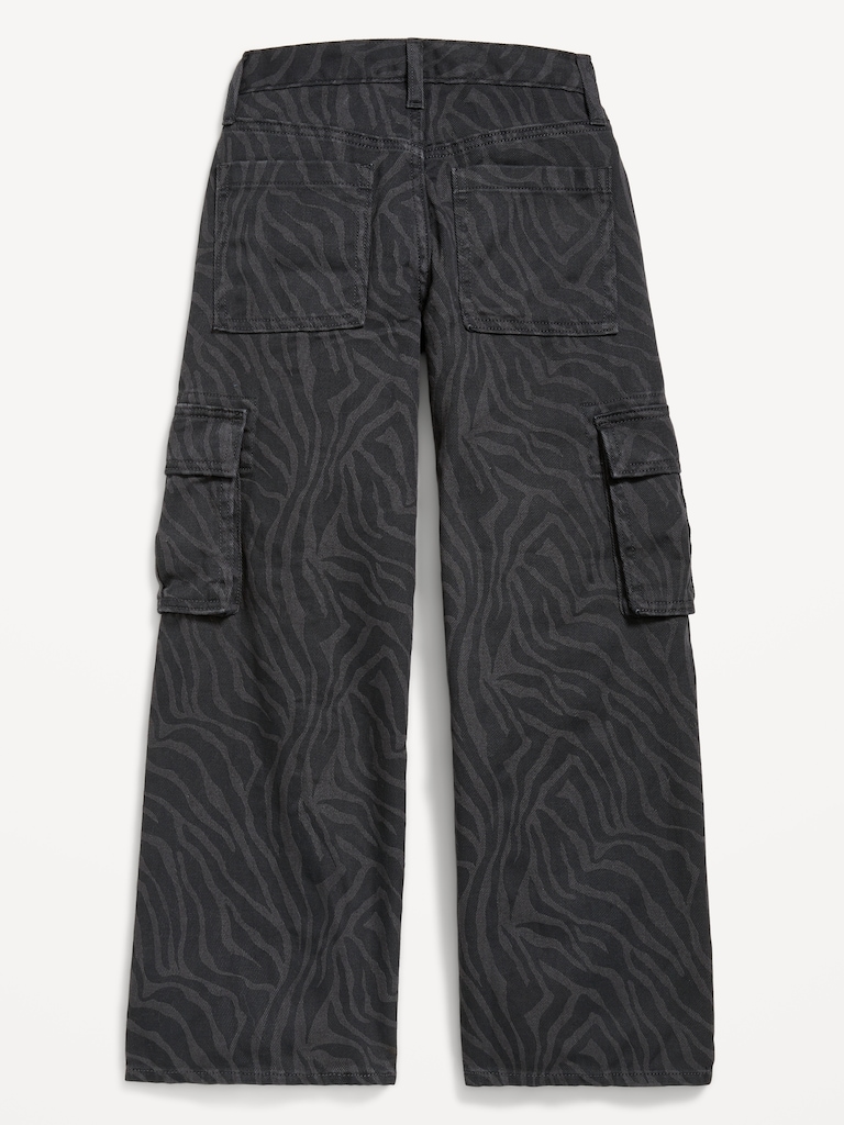 Printed Super Baggy Wide-Leg Cargo Pants for Girls