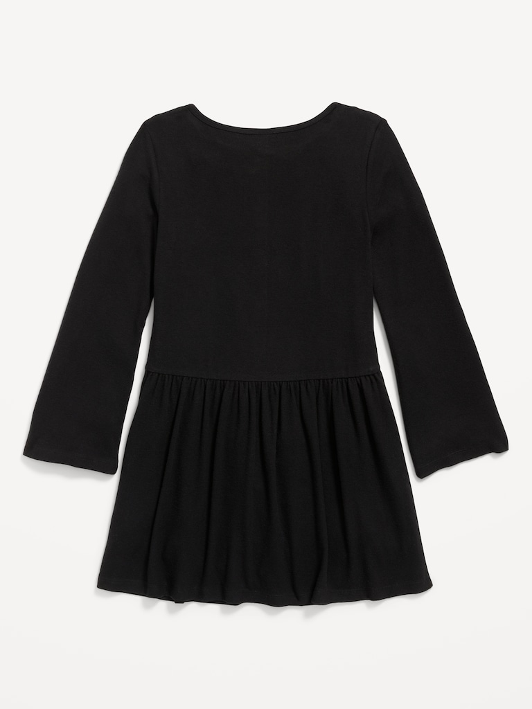 Long-Sleeve Button-Front Fit and Flare Dress for Girls