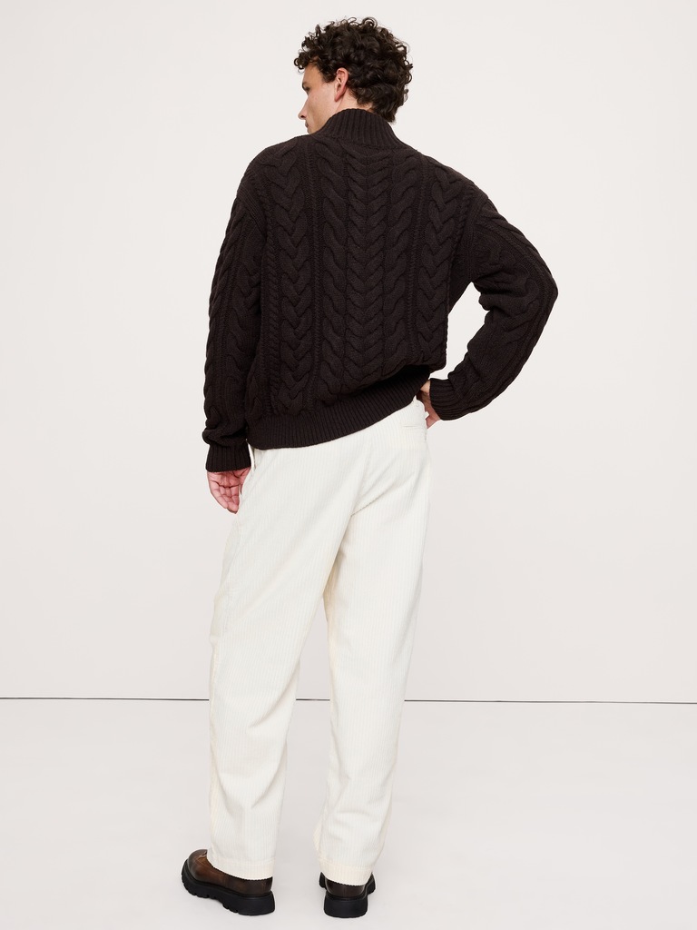 Loose Pleated Corduroy Pant