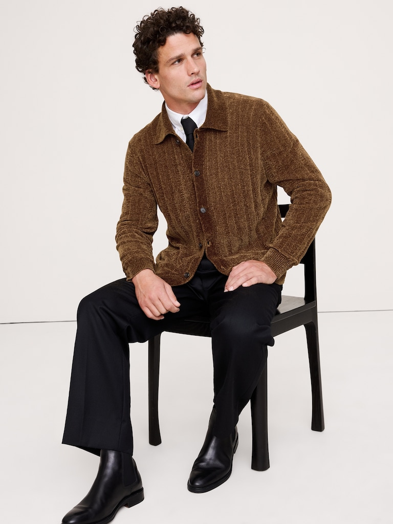 Chenille Polo Cardigan