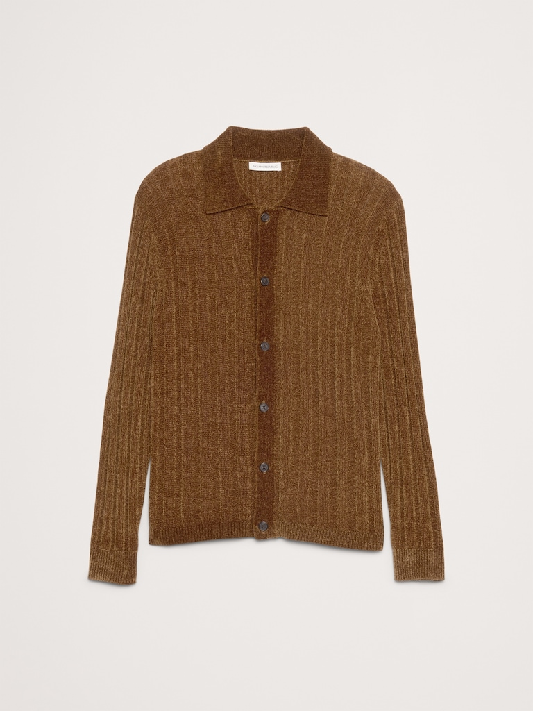 Chenille Polo Cardigan