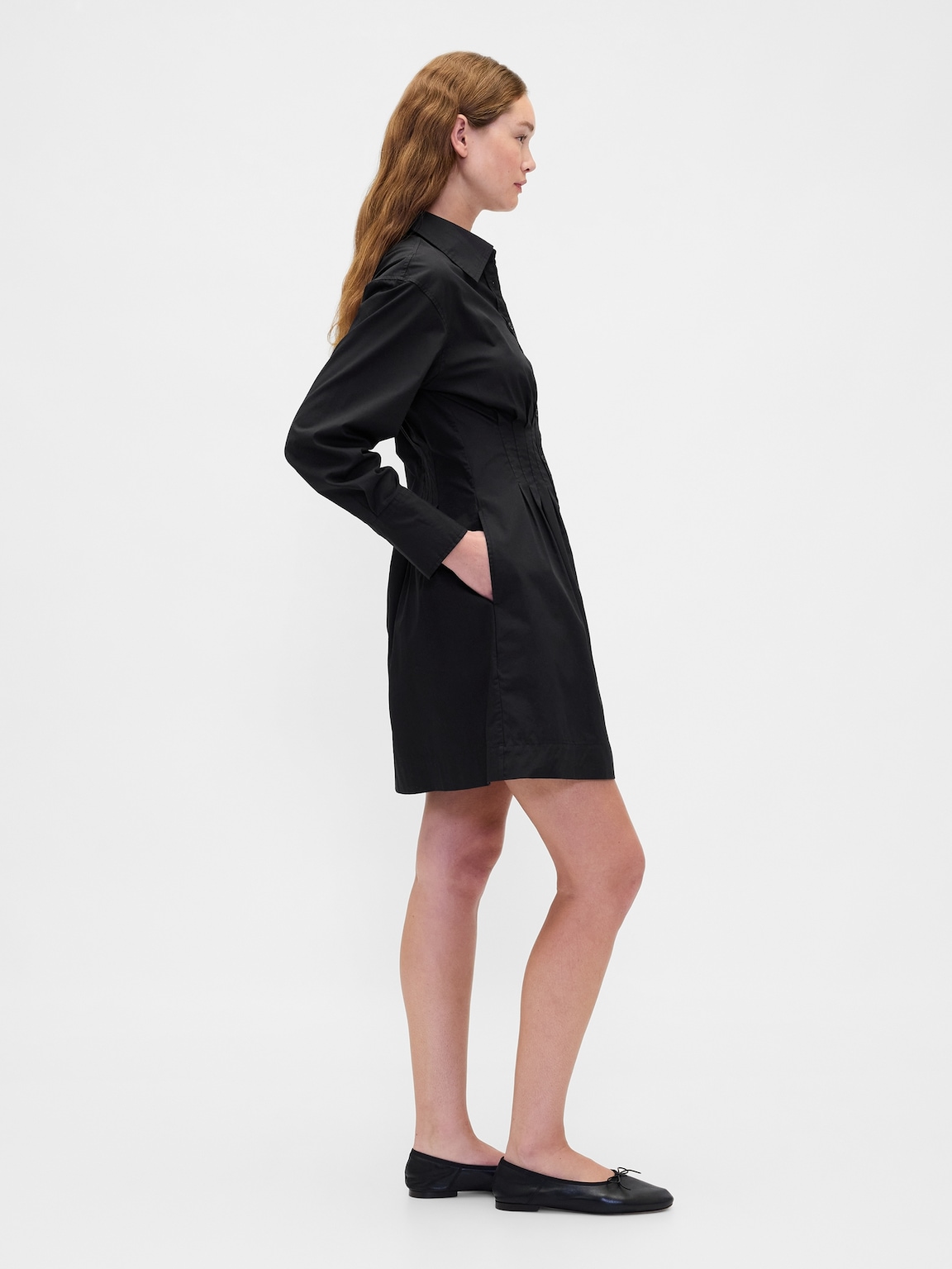 Pleated Mini Shirtdress