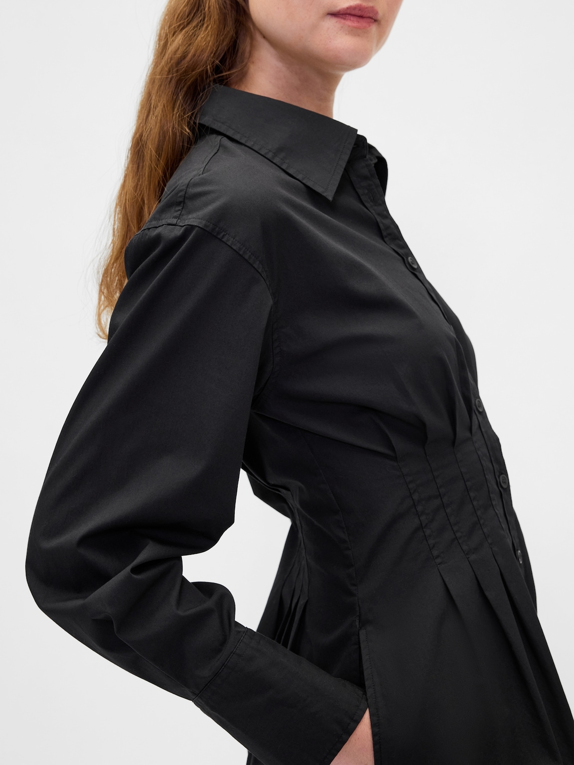 Pleated Mini Shirtdress