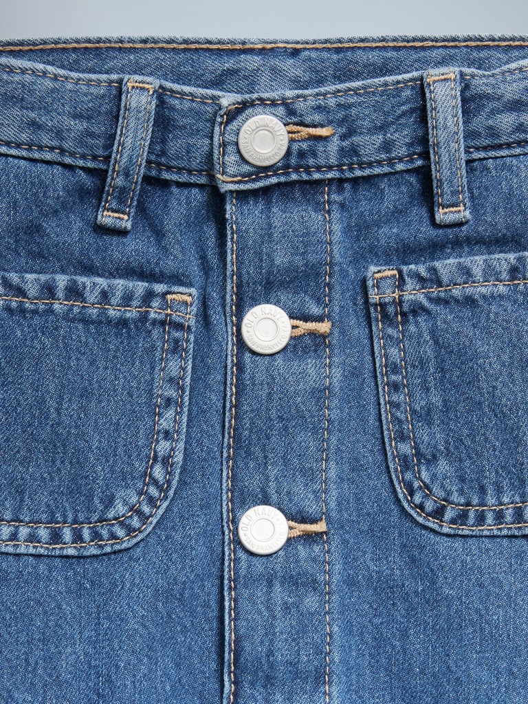 High-Waisted Button-Front Jean Skirt for Toddler Girls