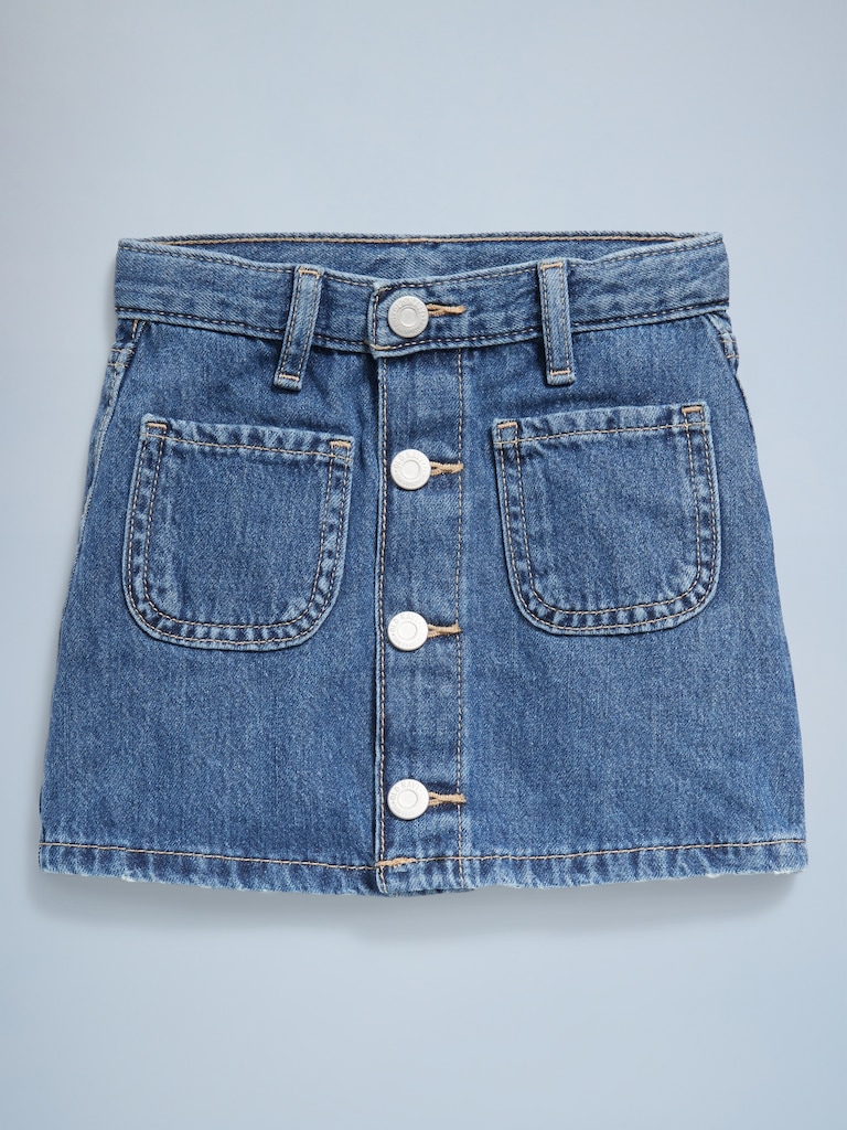 High-Waisted Button-Front Jean Skirt for Toddler Girls