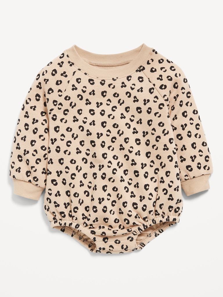 Printed Long-Sleeve Fleece One-Piece Romper for Baby