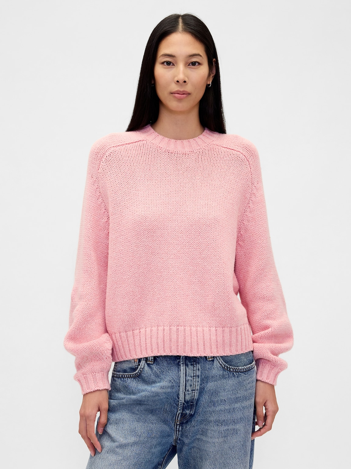 Cotton-Blend Relaxed Crewneck Sweater