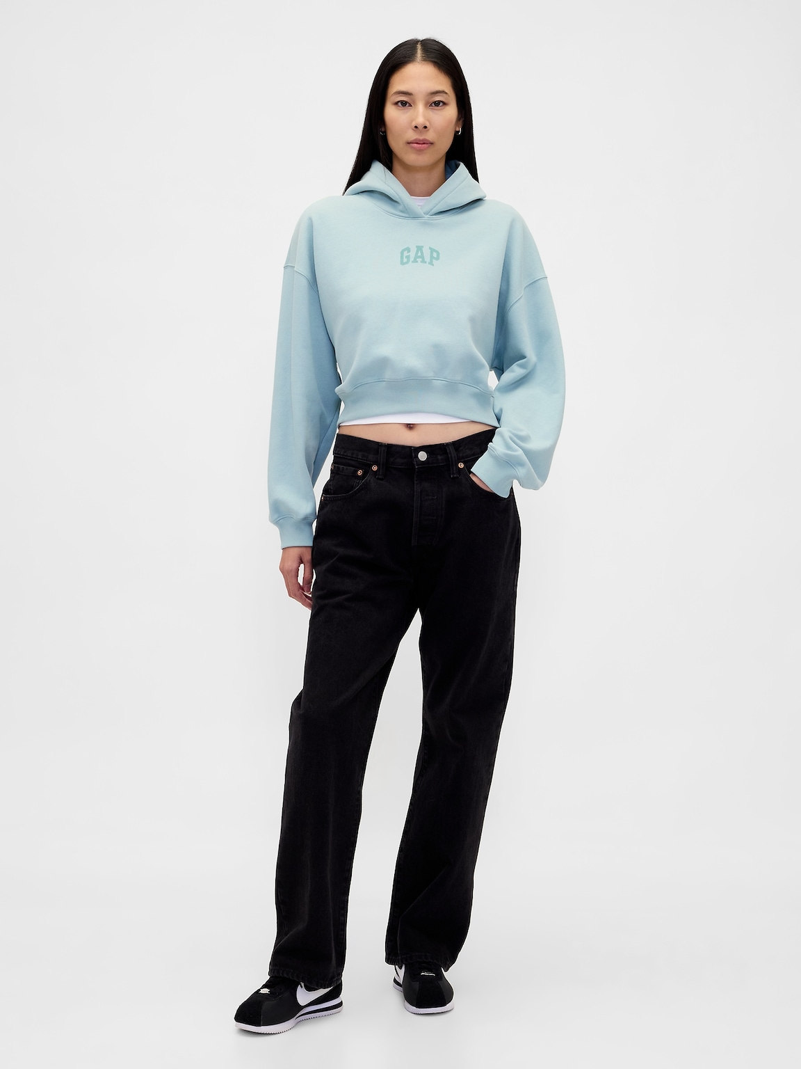 VintageSoft Crop Logo Hoodie