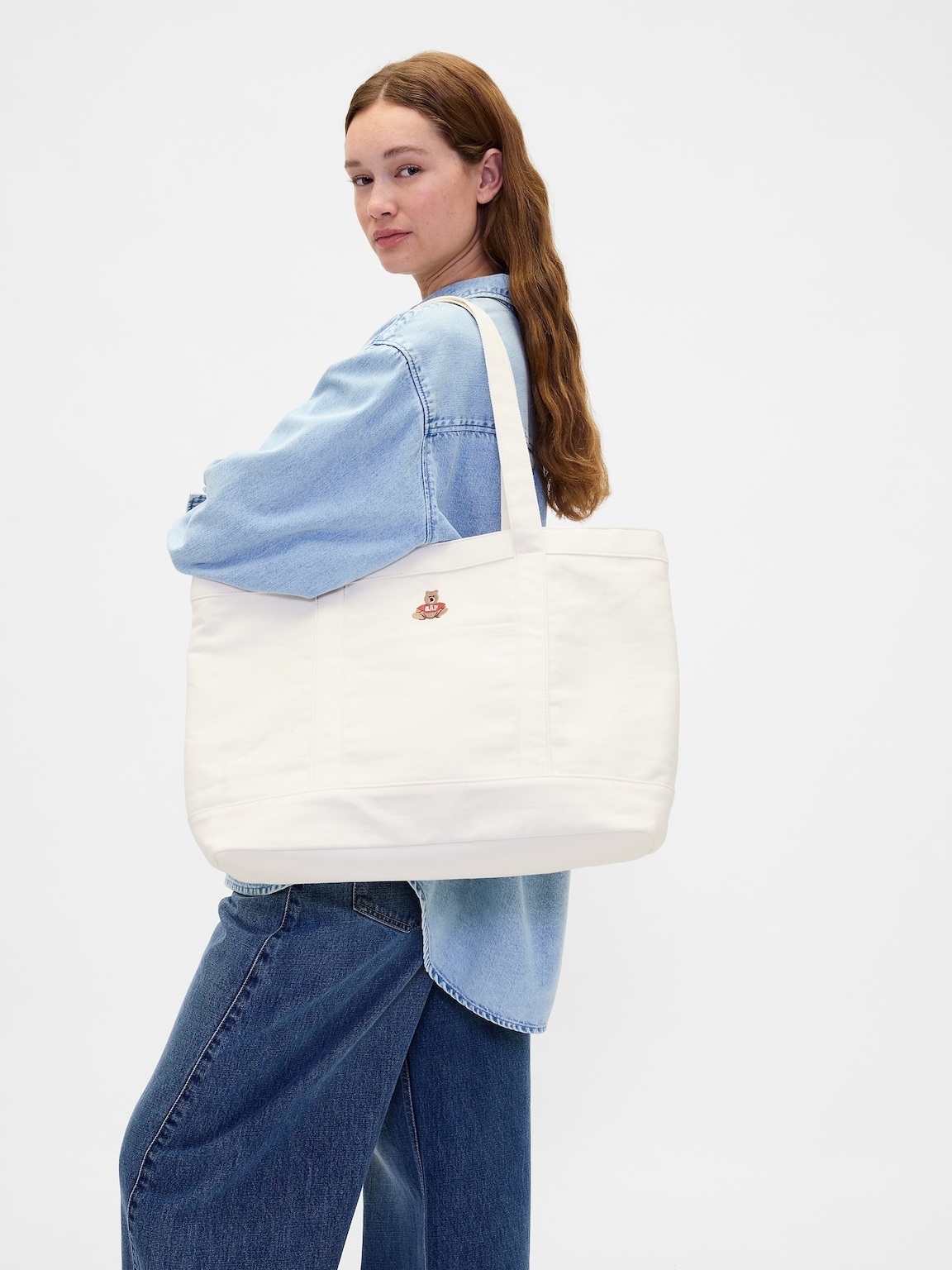 Brannan Bear Logo Denim Tote Bag