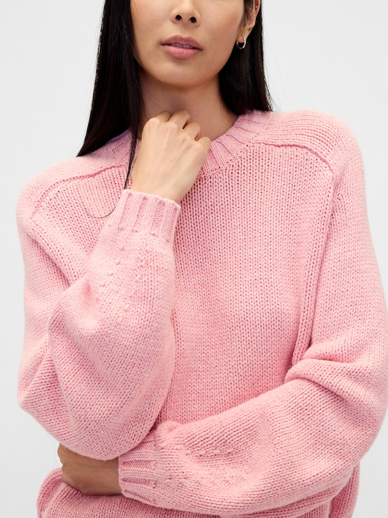 Relaxed Saddle-Sleeve Crewneck Sweater