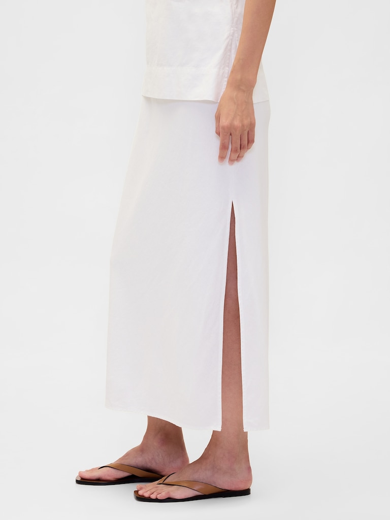 Linen-Blend Maxi Skirt