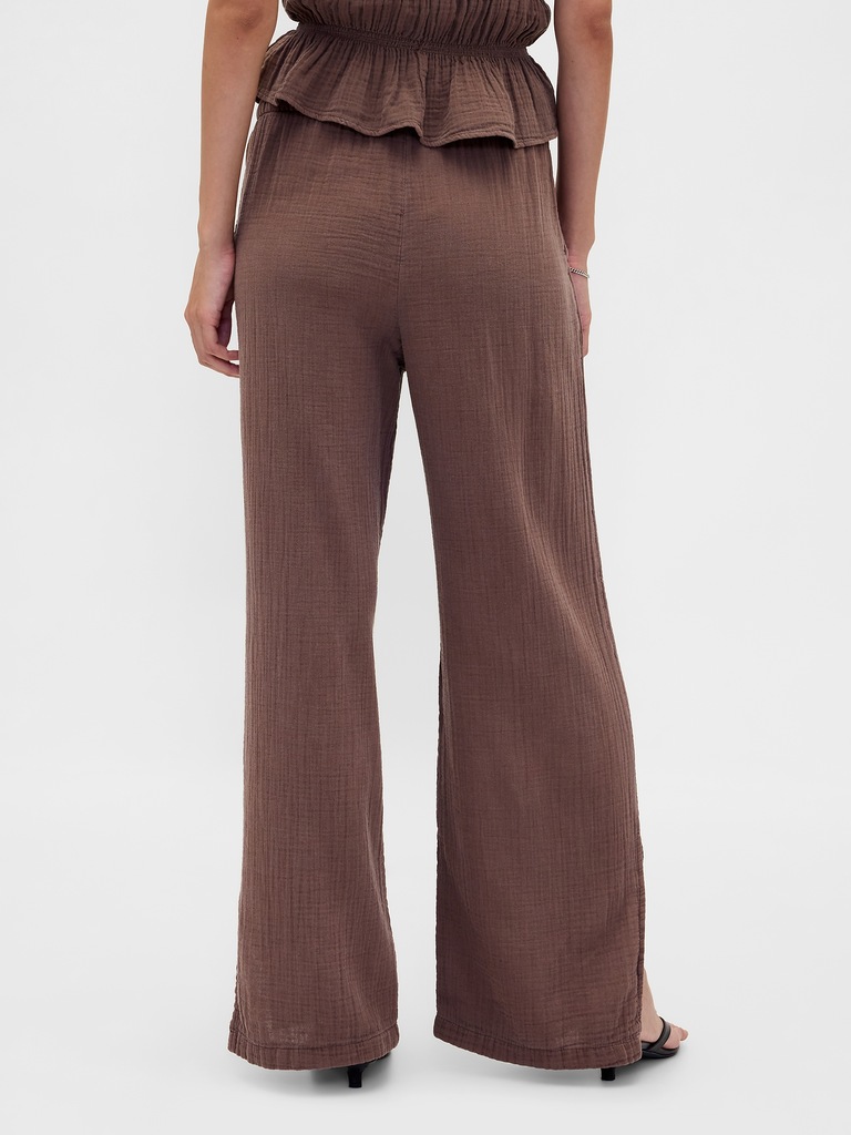 Cotton Gauze Easy Split-Hem Pants