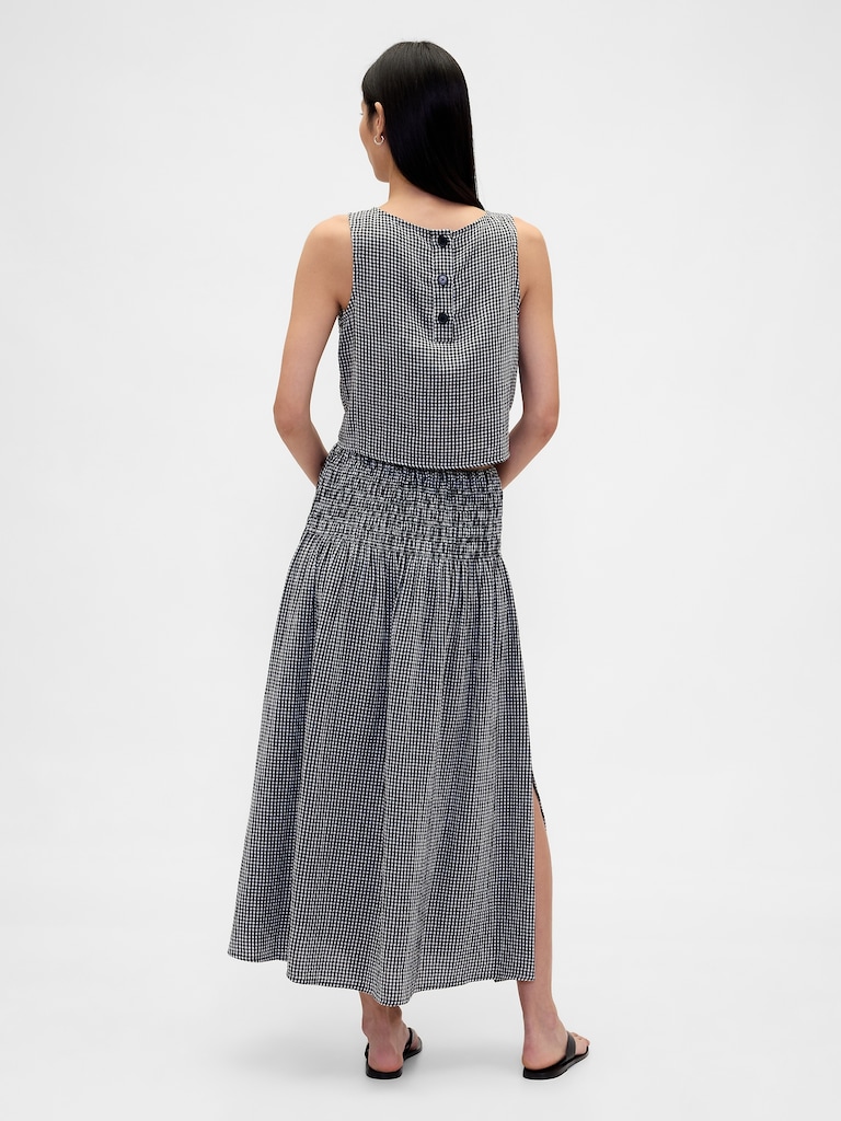 Cotton Gauze Smocked-Waist Maxi Skirt