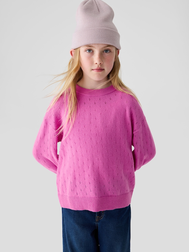 Kids CashSoft Relaxed Pointelle Sweater