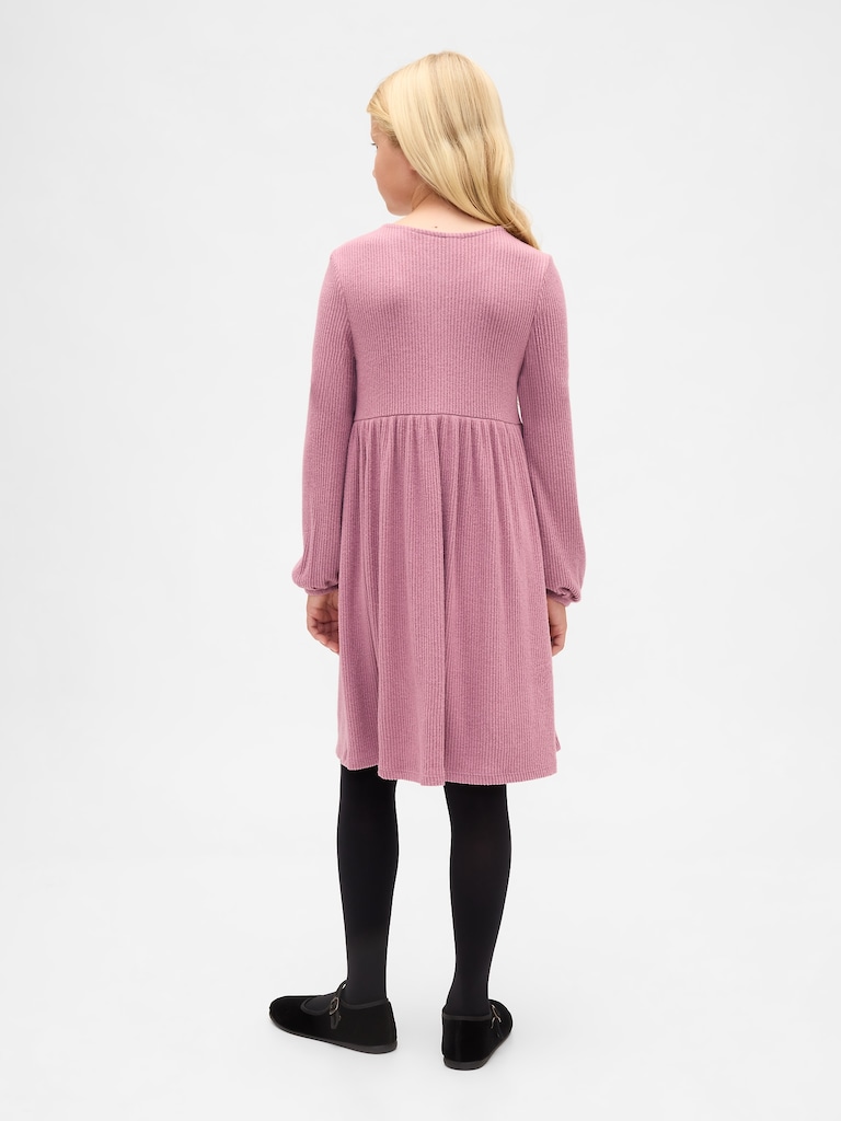 Kids Softspun Rib Bow-Front Dress