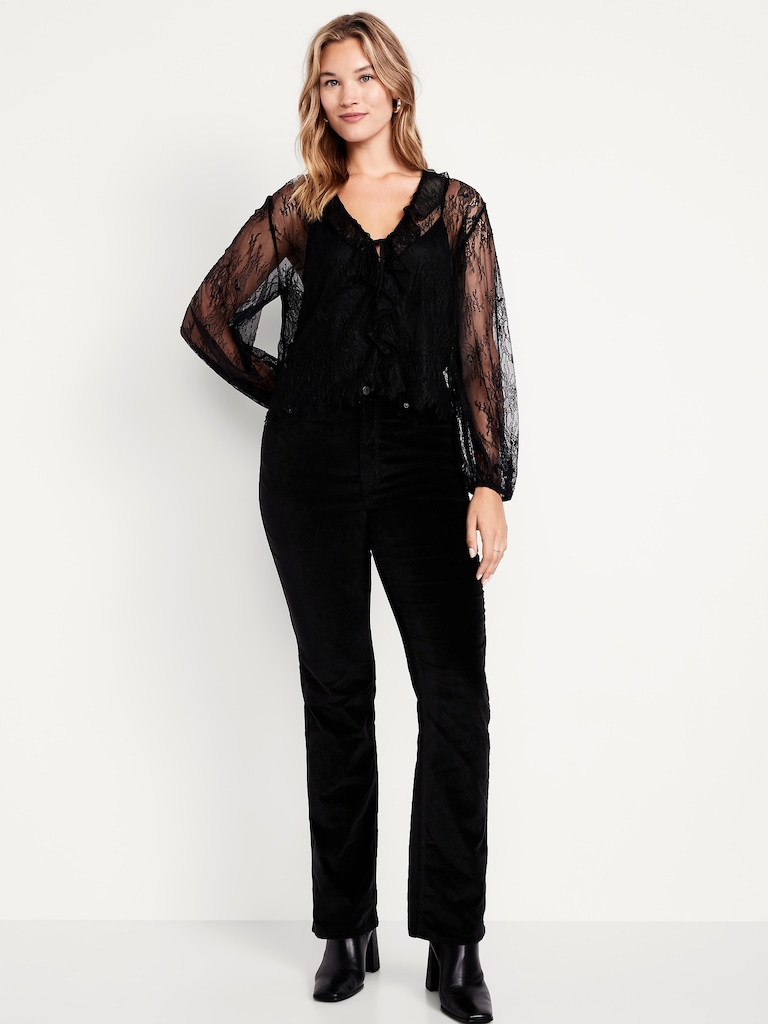 Extra High-Waisted Velvet Baby Boot-Cut Jeans