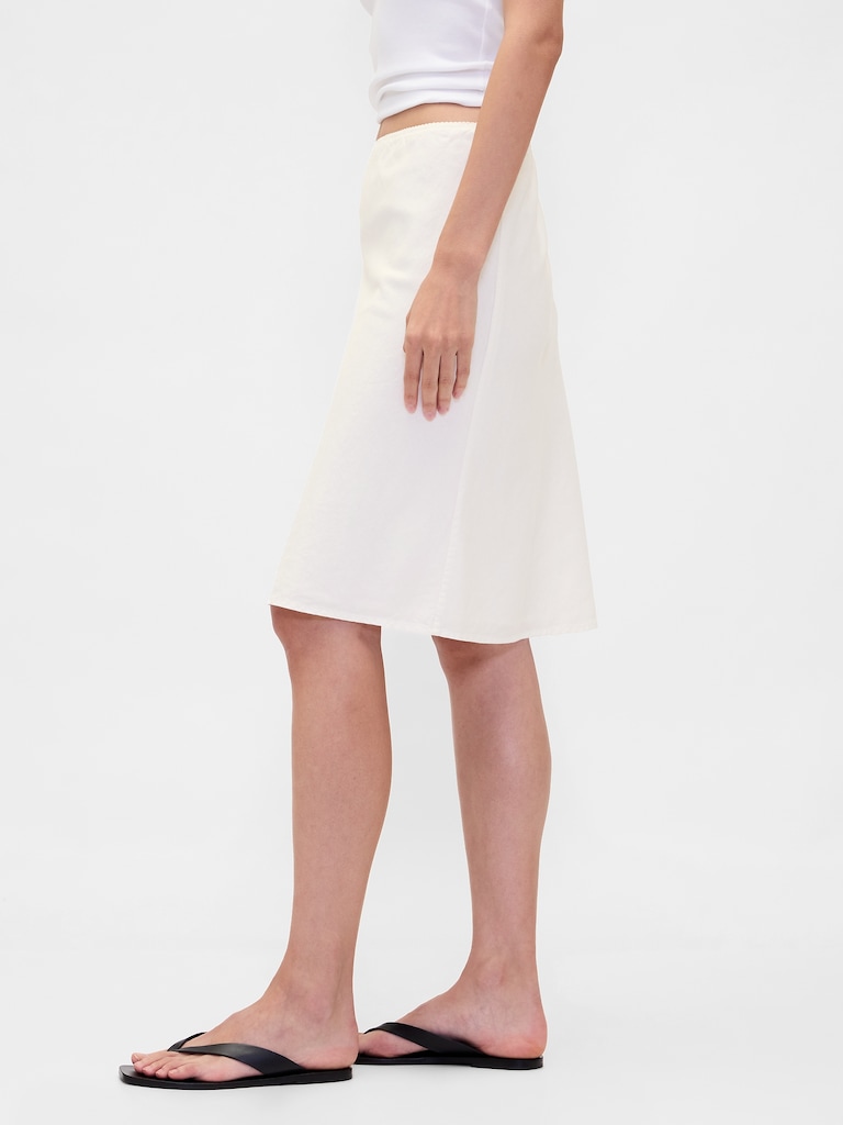 Linen-Blend Bias-Cut Skirt