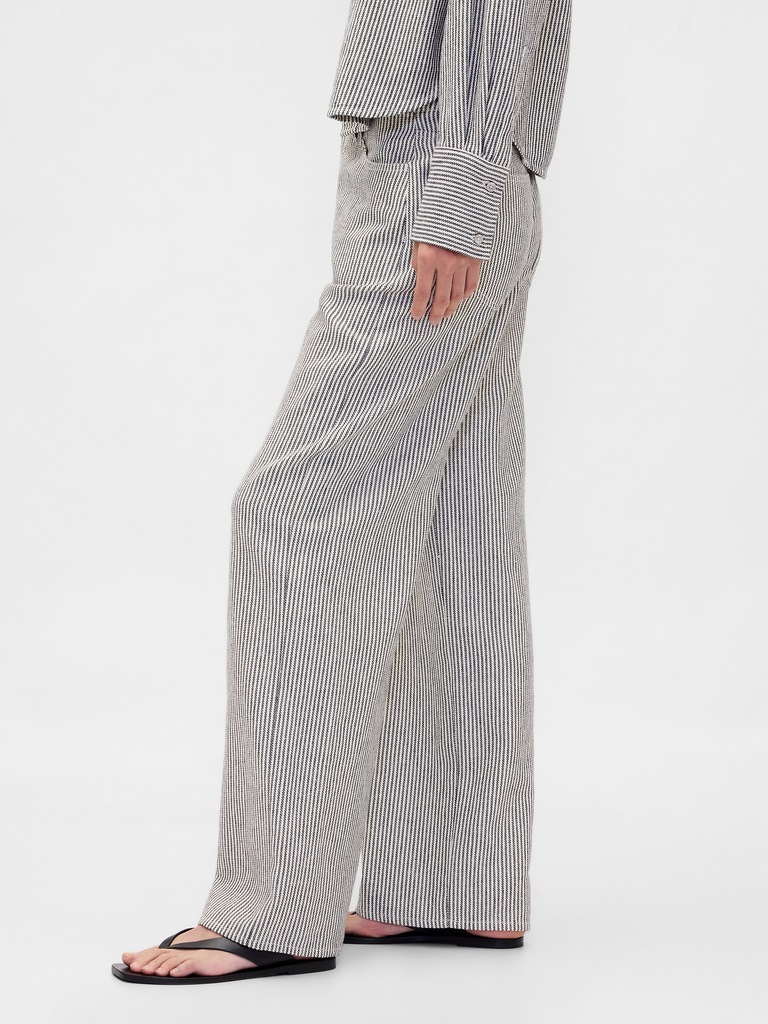 Linen-Cotton Wide-Leg Pants