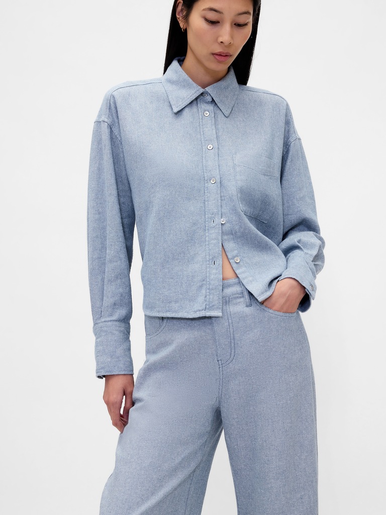 Linen-Cotton Wide-Leg Pants