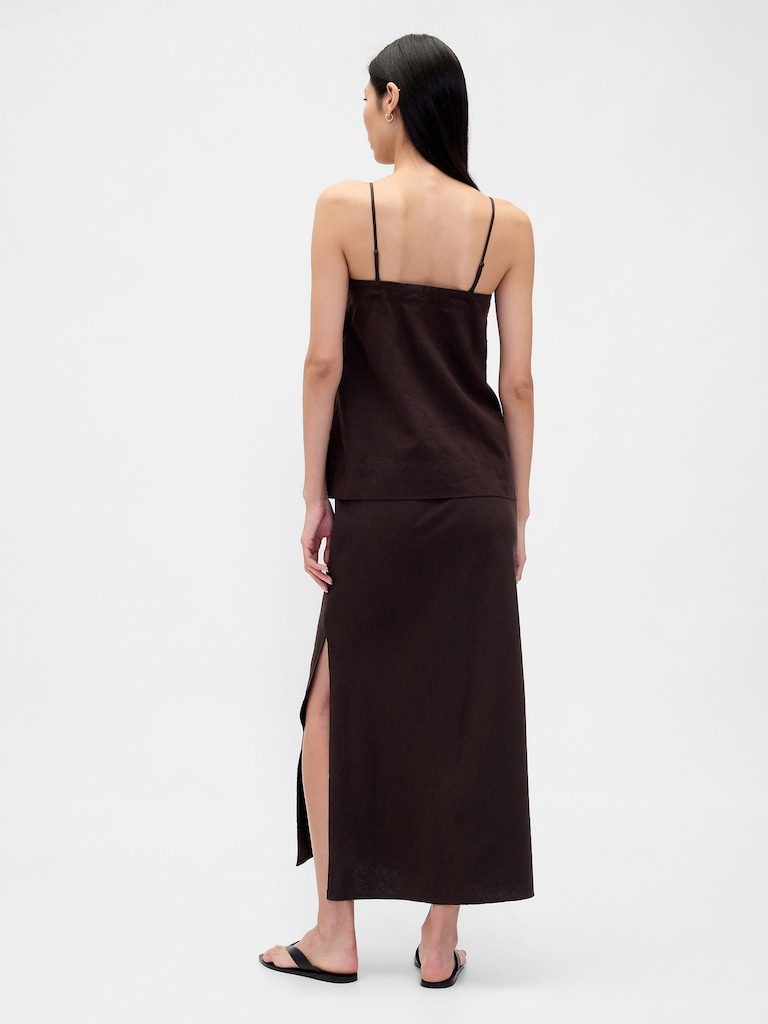 Linen-Blend Maxi Skirt