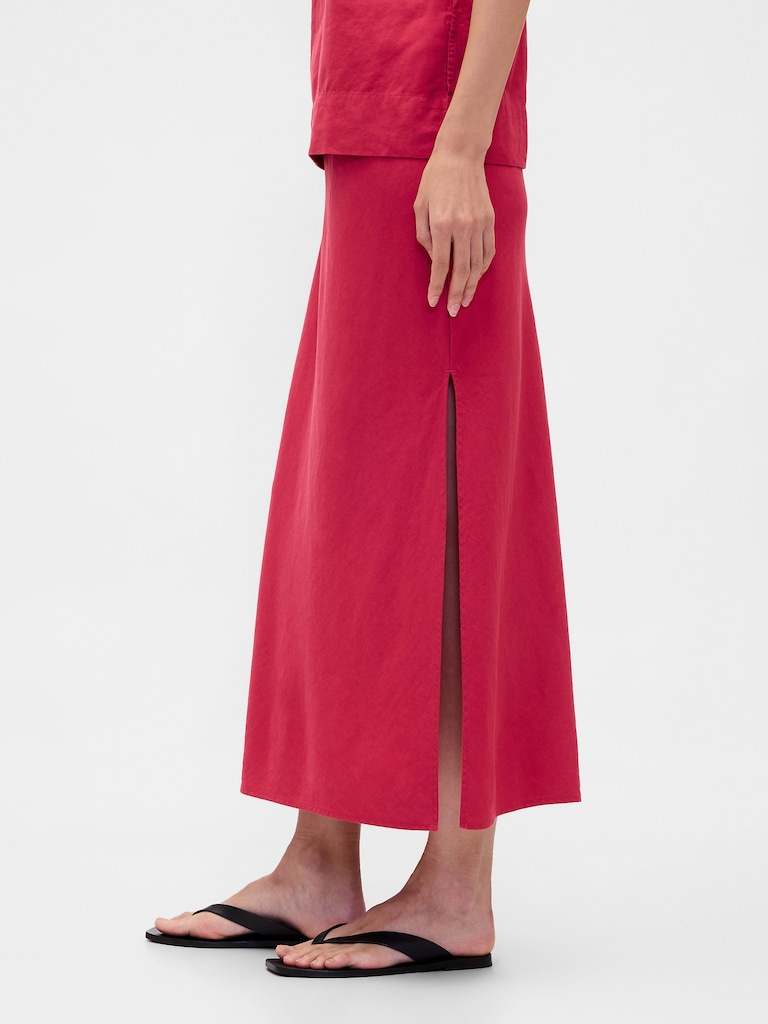 Linen-Blend Maxi Skirt