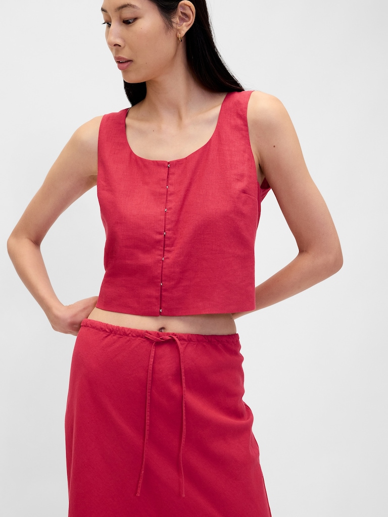 Linen-Blend Maxi Skirt