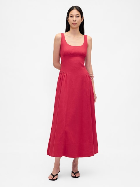 red dresses for women midi Muriel | Boat-Neck Volume-Hem Dress berry print dress Vintage Prom Dress Look Color:NAVY/ROSE GOLD Sleeve Type