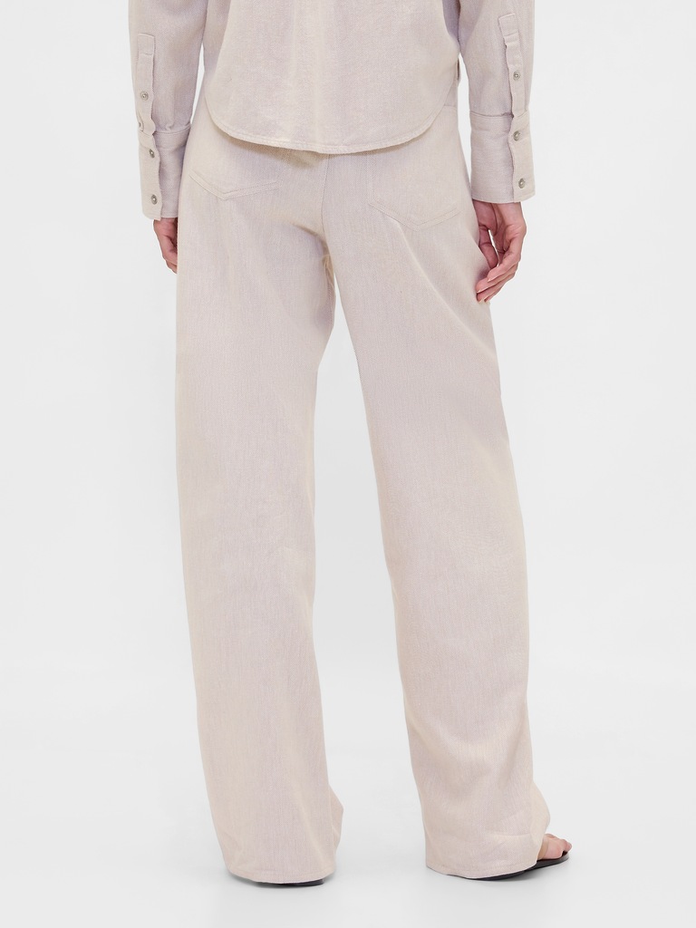 Linen-Cotton Wide-Leg Pants