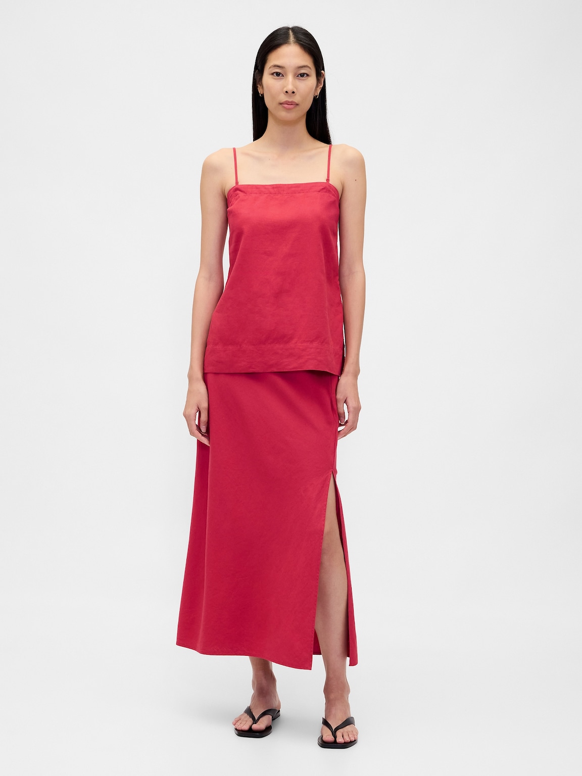 Linen-Blend Maxi Skirt