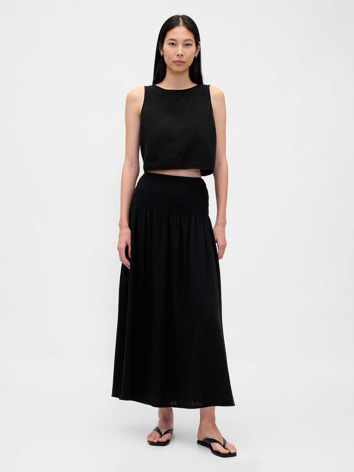 Cotton Gauze Crop Shell Top