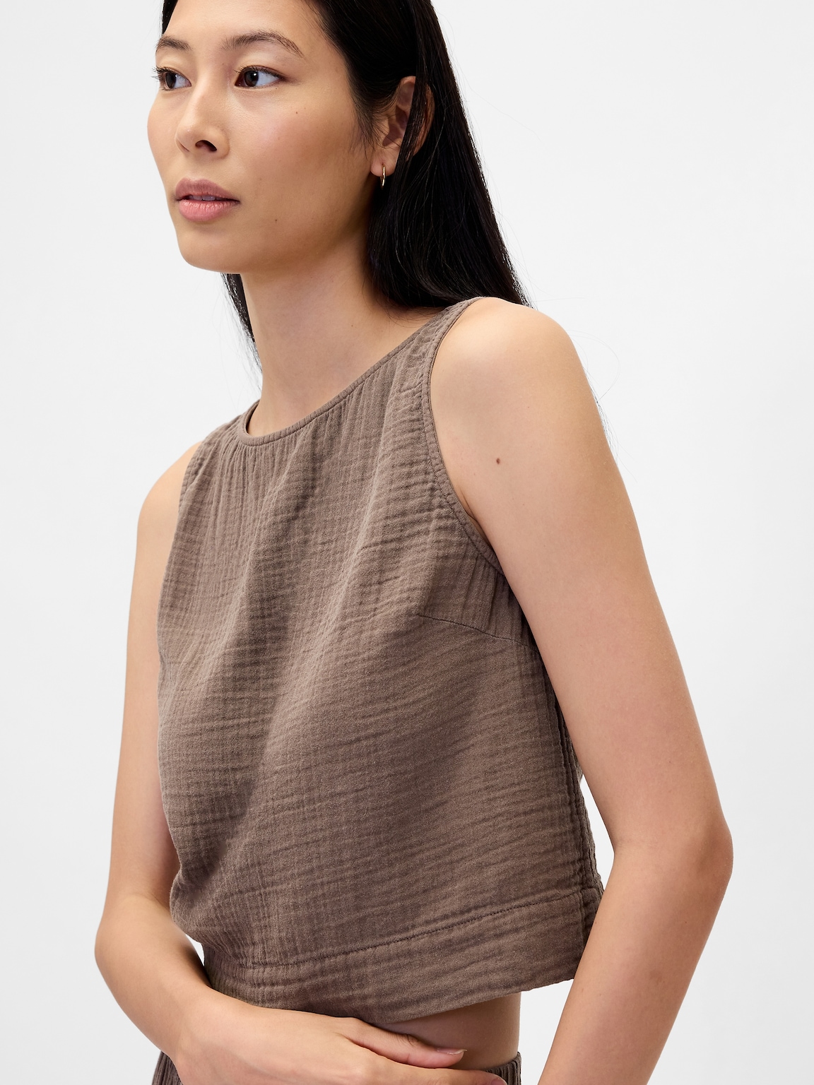 Cotton Gauze Crop Shell Top