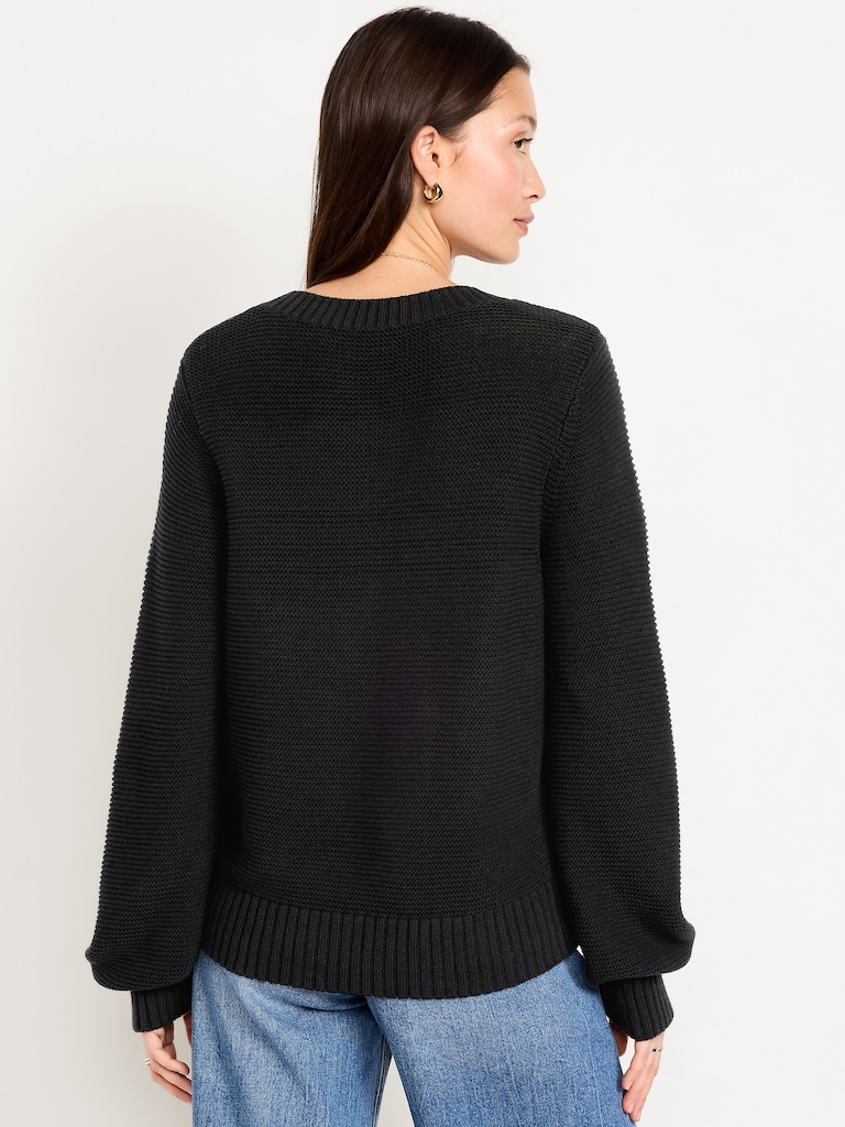 Seaside Cotton Garter-Knit Cardigan Sweater