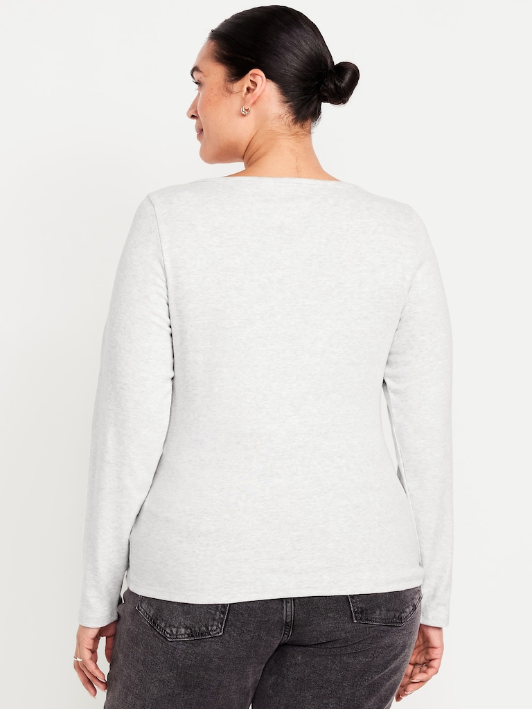 Snug Long-Sleeve Boat-Neck T-Shirt