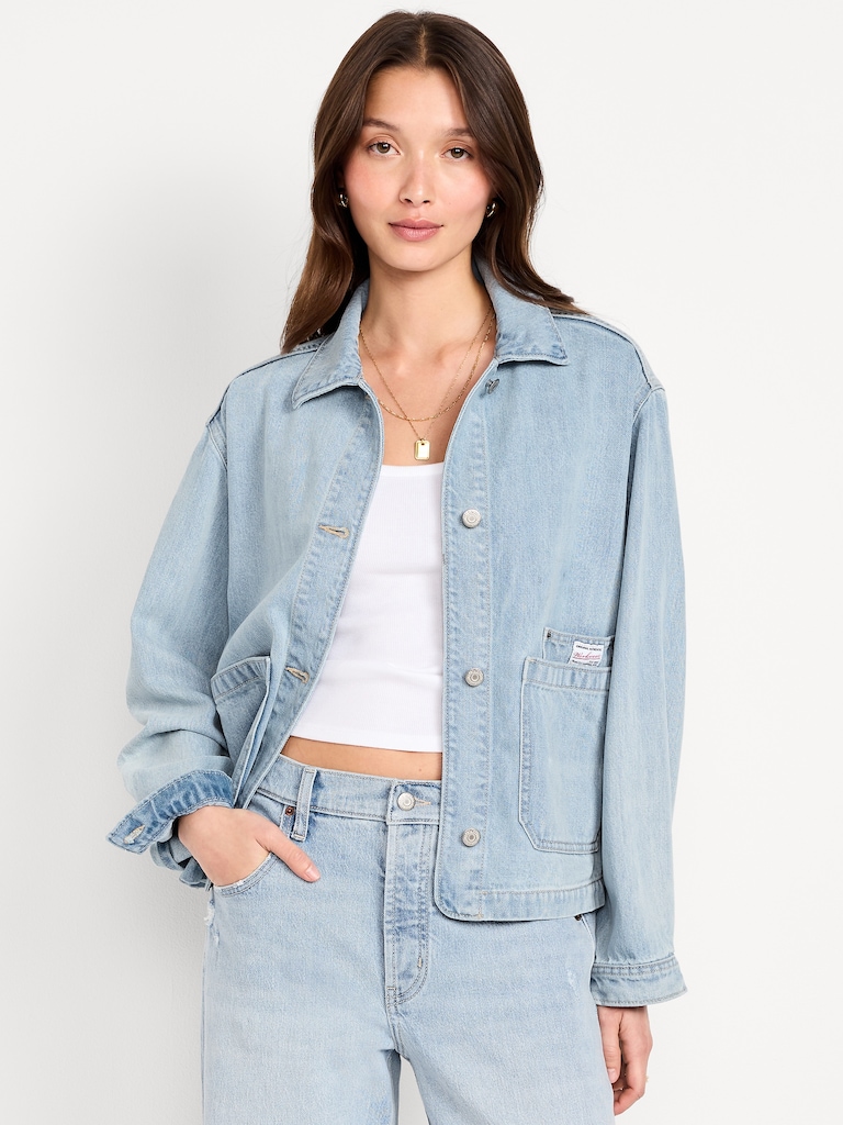 Cropped Denim Chore Jacket