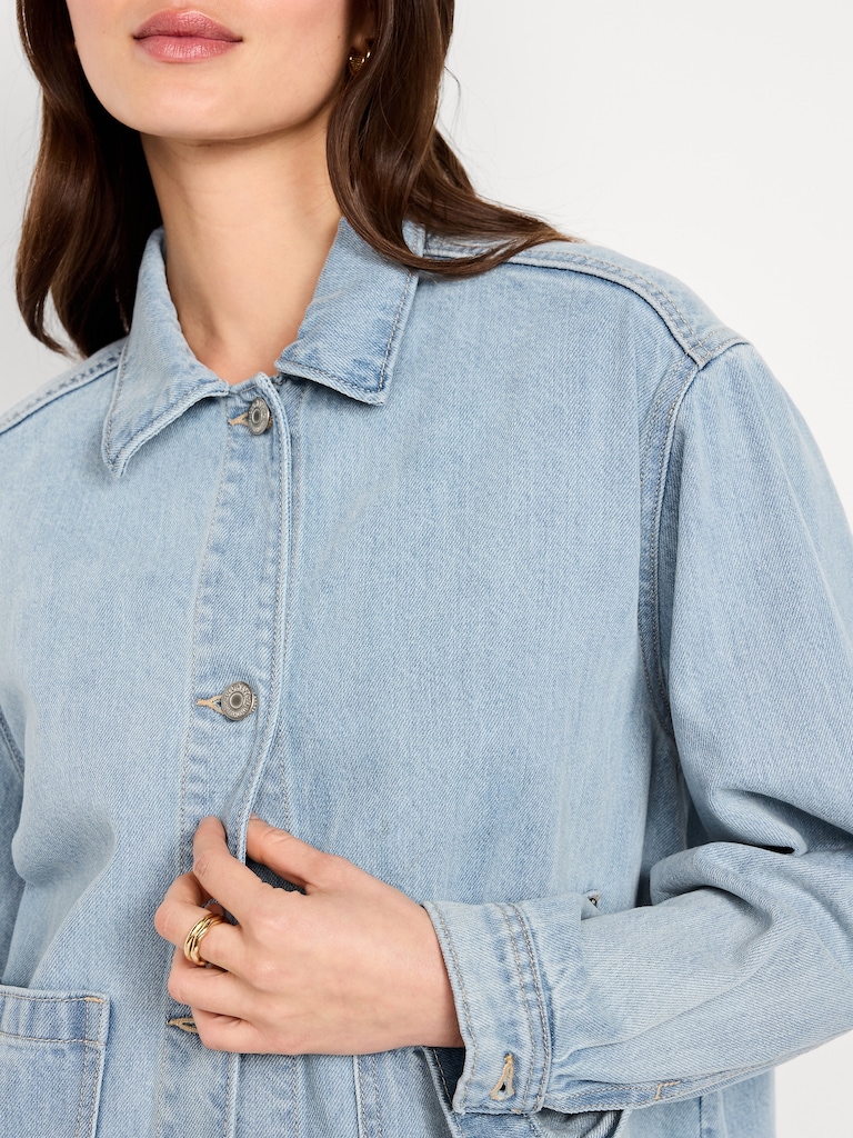 Cropped Denim Chore Jacket