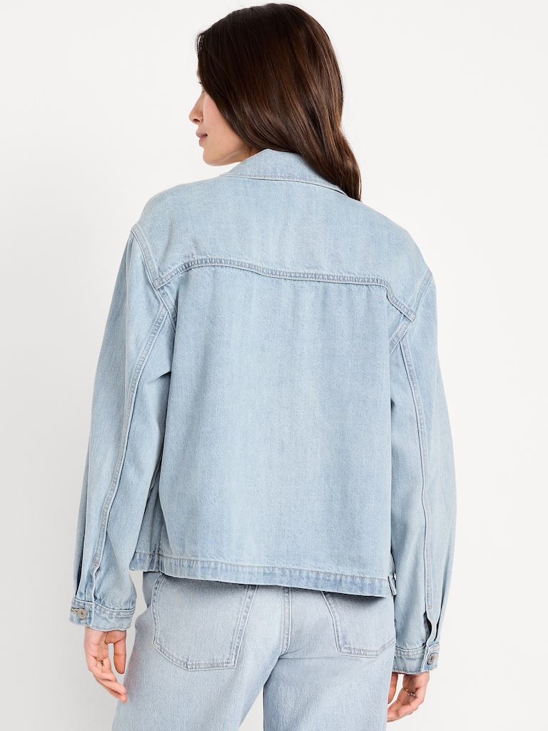 Cropped Denim Chore Jacket