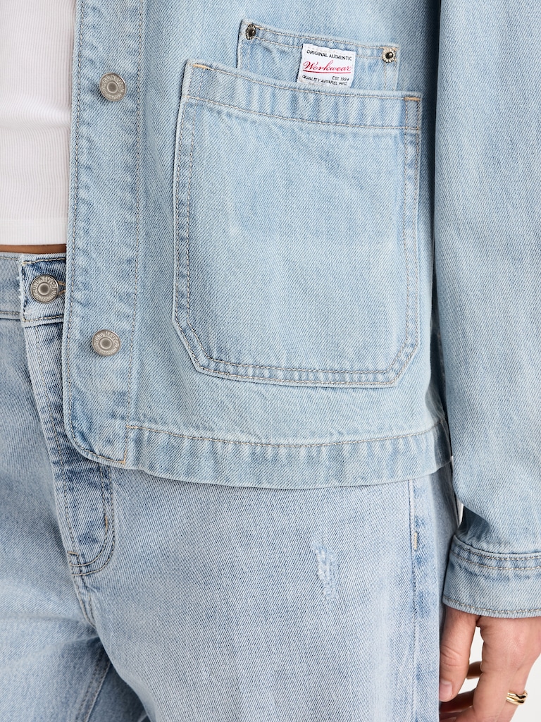 Cropped Denim Chore Jacket